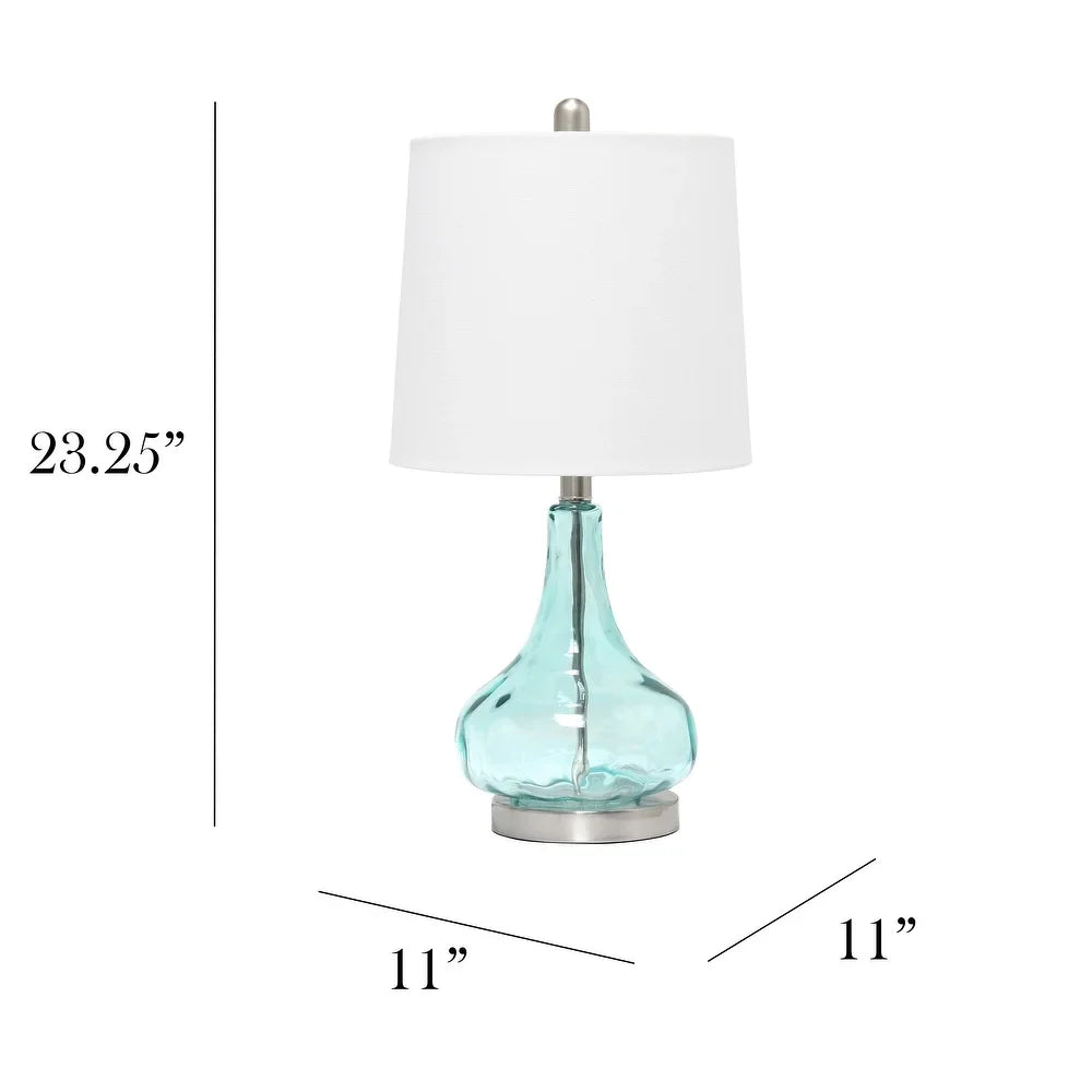 Lalia Home 23.25" Contemporary Rippled Colored Glass Bedside Desk Table Lamp with White Fabric Shade