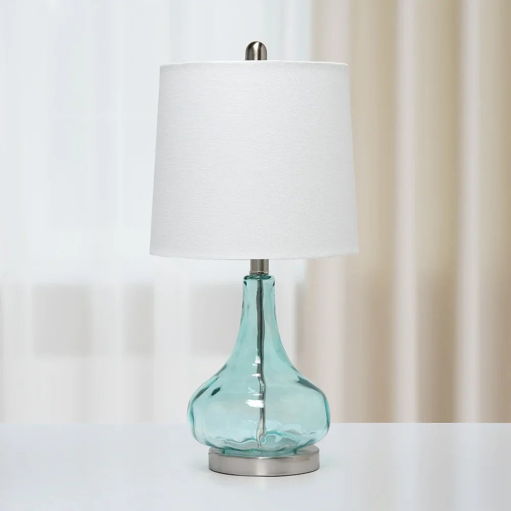 Lalia Home 23.25" Contemporary Rippled Colored Glass Bedside Desk Table Lamp with White Fabric Shade