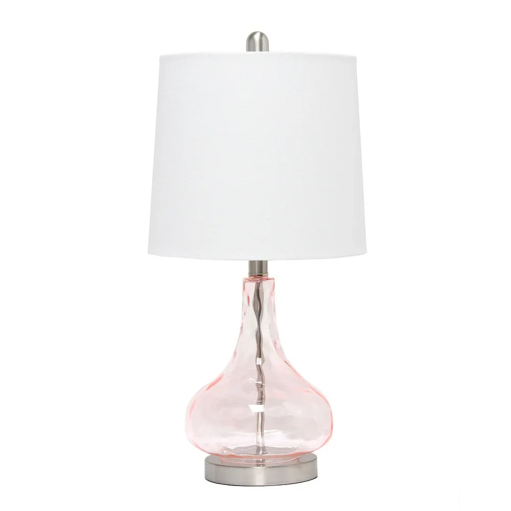 Lalia Home 23.25" Contemporary Rippled Colored Glass Bedside Desk Table Lamp with White Fabric Shade