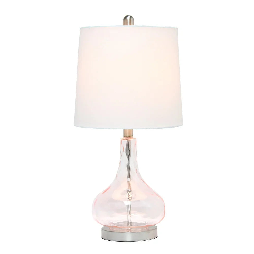 Lalia Home 23.25" Contemporary Rippled Colored Glass Bedside Desk Table Lamp with White Fabric Shade