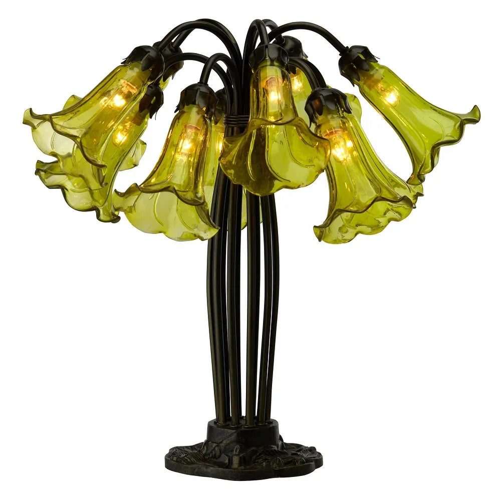 Laura River of Goods Brushed Bronze Metal and Glass Novelty Bell Shades 21-Inch Table Lamp - 21" x 21" x 21"