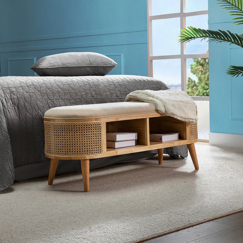 Lavinia Multifunctional Bedroom Bench with Solid Wood Legs