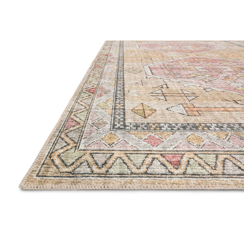 Leanne Aztec Distressed Printed Area Rug - Gold/Blush