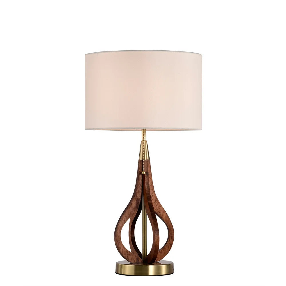 Linen Shade 6 Inch Brass Base Finish Pull Chain Table Lamp - N/A