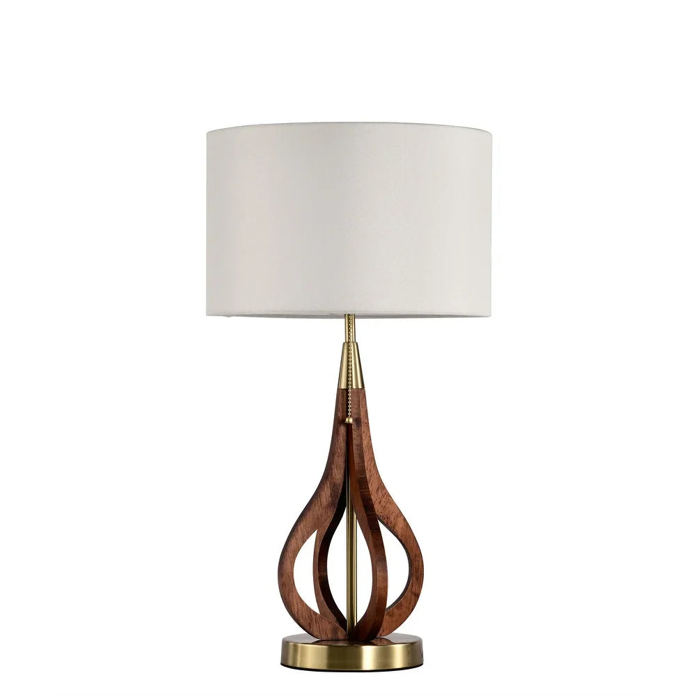 Linen Shade 6 Inch Brass Base Finish Pull Chain Table Lamp - N/A