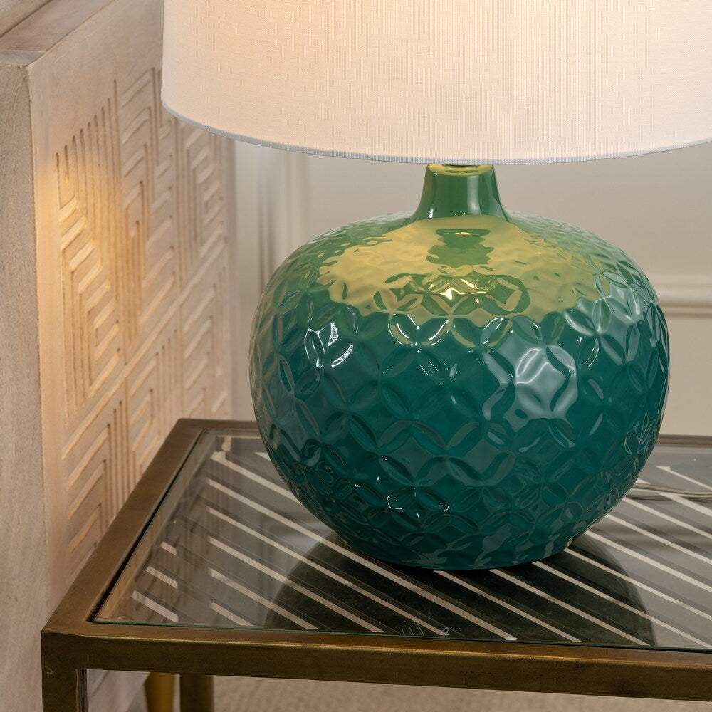 Lorna 24" Teal Ceramic Table Lamp - 16 x 16 x 24