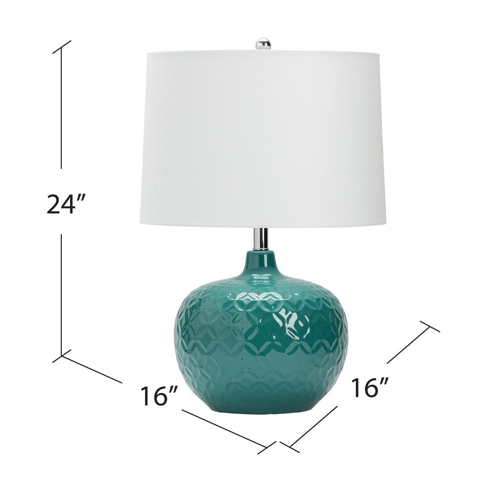 Lorna 24" Teal Ceramic Table Lamp - 16 x 16 x 24