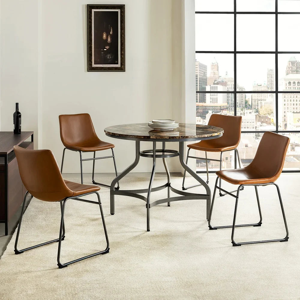 Luna Contemporary 5 Piece Dining Room Table Set with Metal Legs