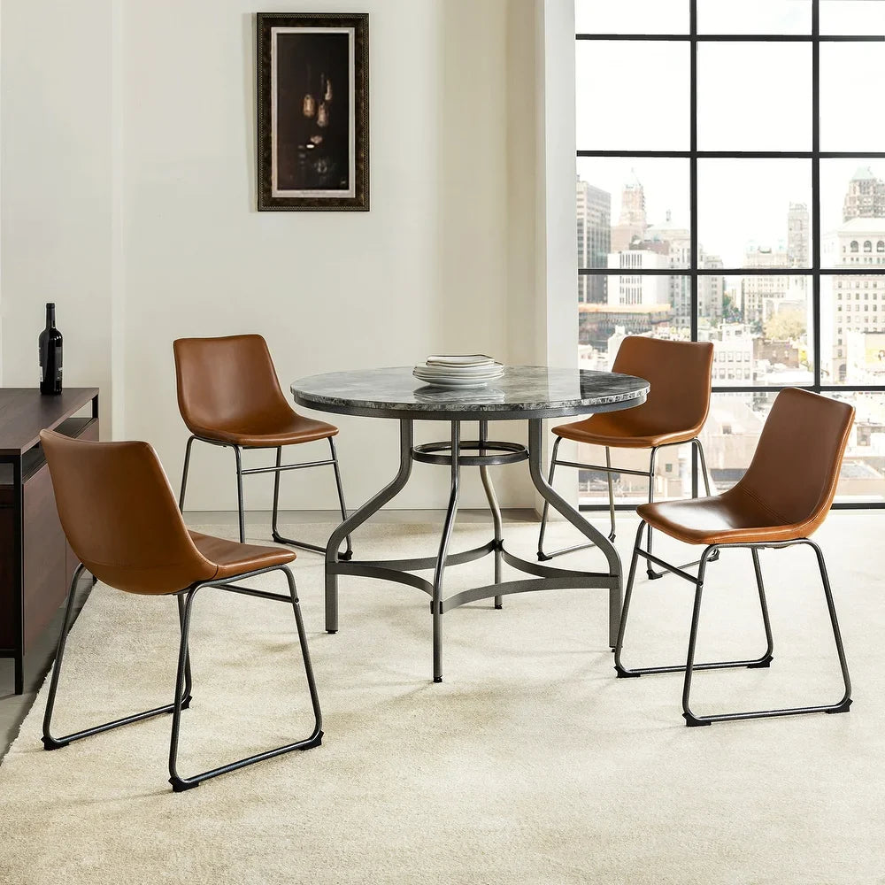 Luna Contemporary 5 Piece Dining Room Table Set with Metal Legs