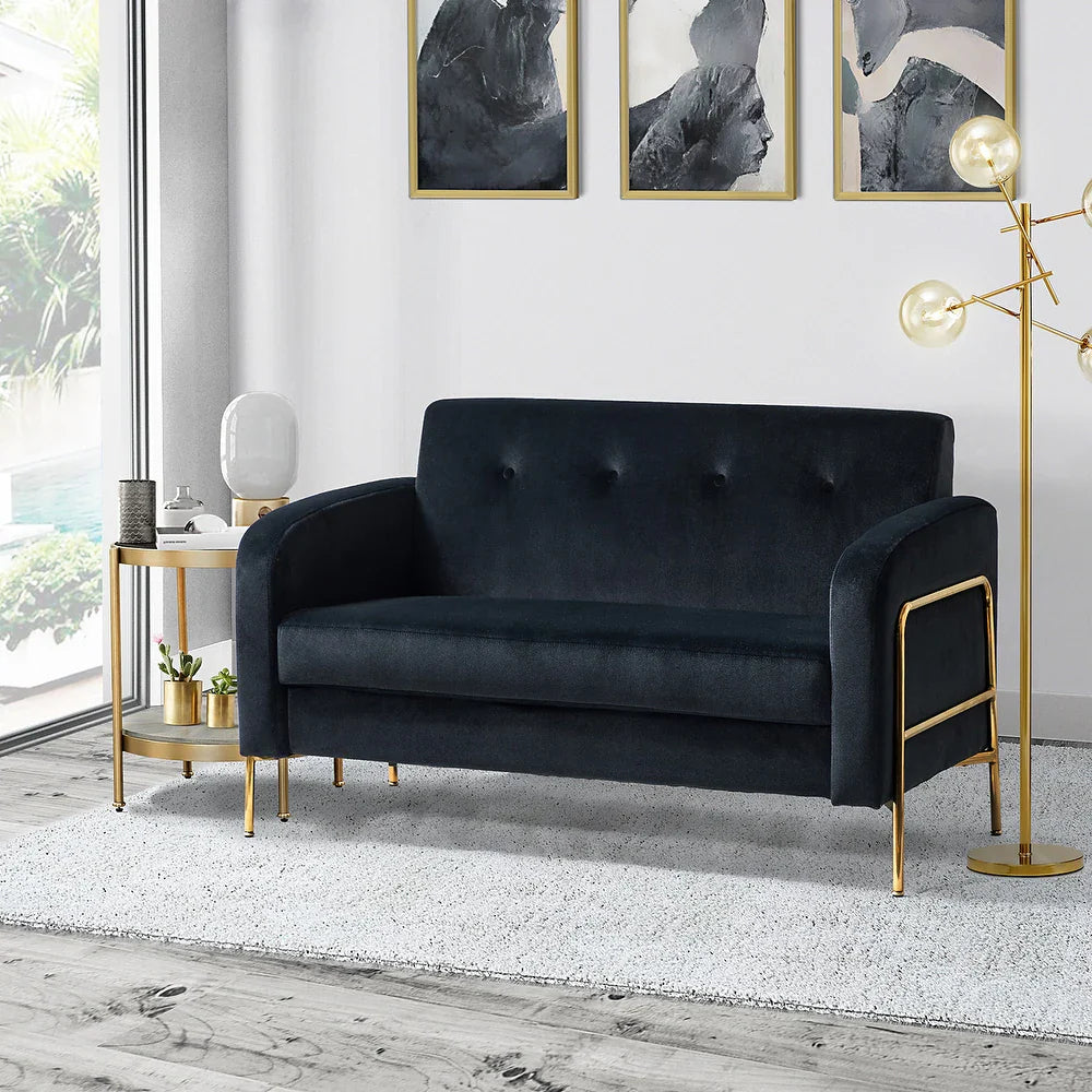 Eleanora 50" Velvet Loveseat with Button Tufted Back