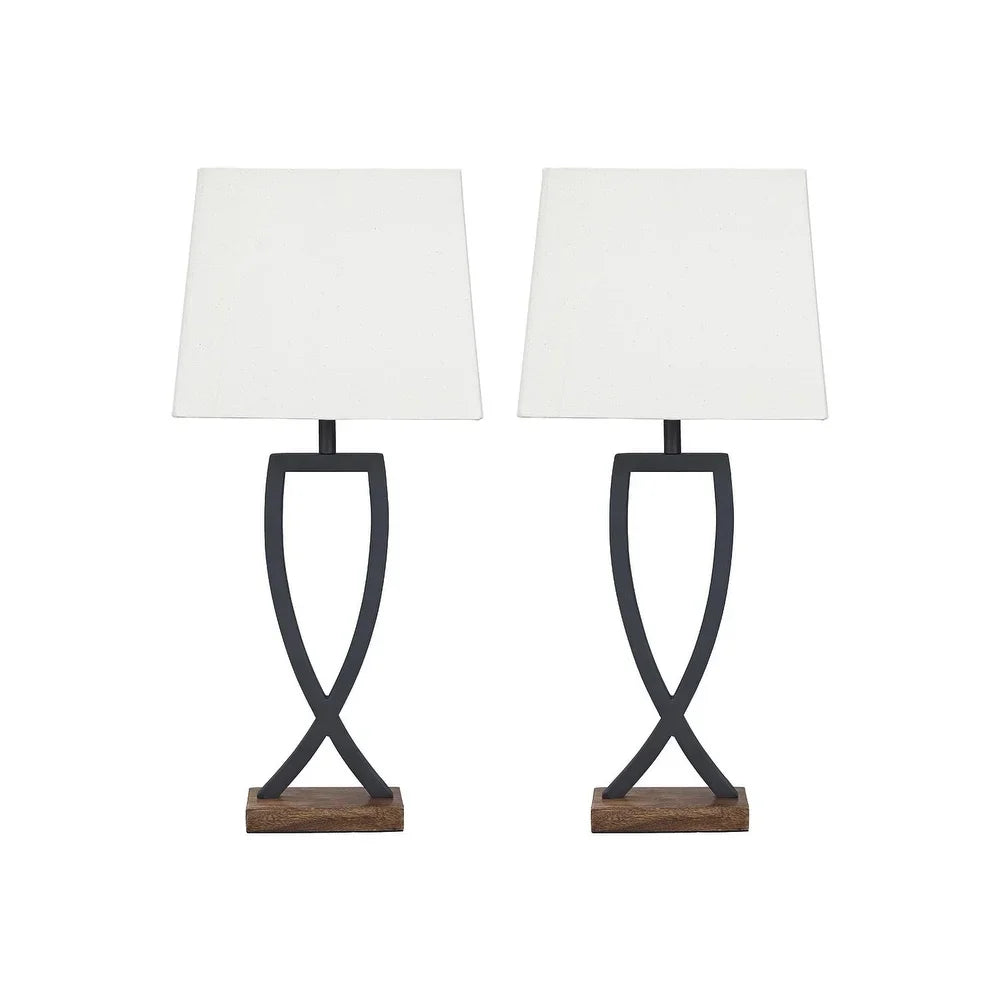 Makara Metal Black/Brown 29 Inch Table Lamp - Set of 2 - 13.13" W x 9.13" D x 28.75" H