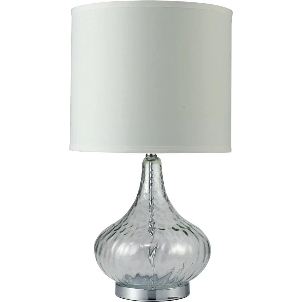Gracewood Hollow Ajanovic Clear Bulbous Glass Lamp w/ Cream Drum Shade