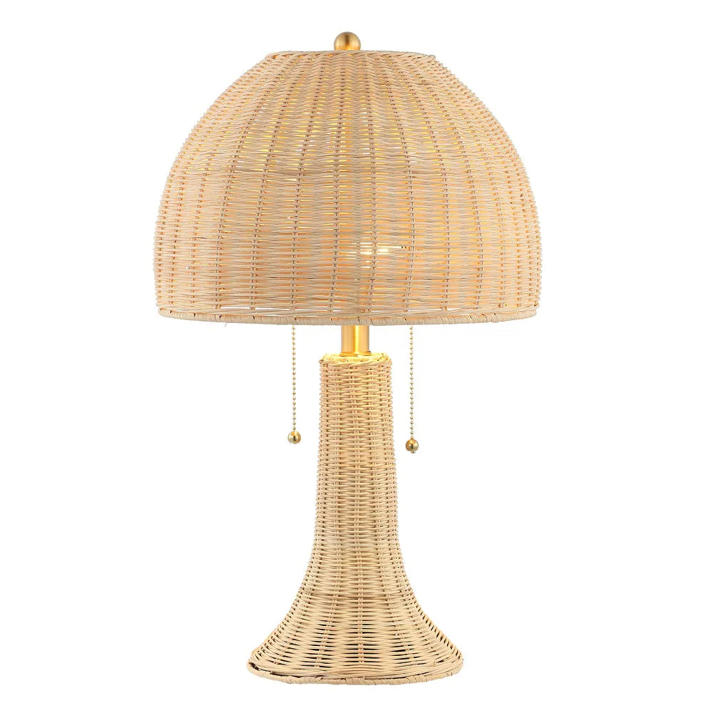 Margie 22" Bohemian Rustic Iron LED Table Lamp, Natural/Brass Gold