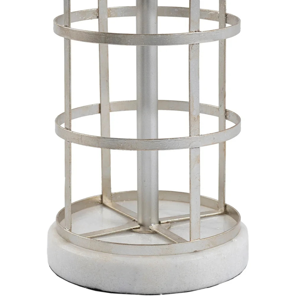 Marile Antique Silver Cage 25-inch Table Lamp - 25"H x 13"W x 13"D