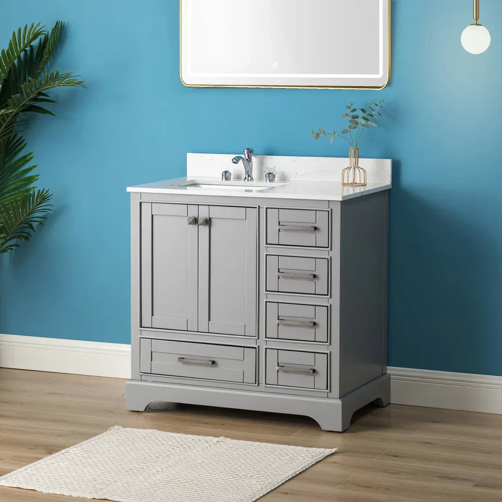Martino 36" Single Bathroom Vanity Set with Integrated Ceramic Sink