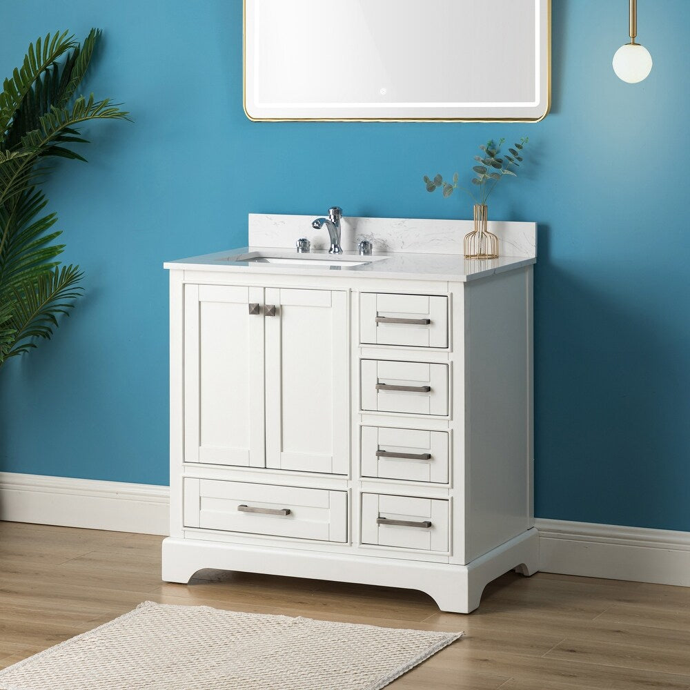 Martino 36" Single Bathroom Vanity Set with Integrated Ceramic Sink