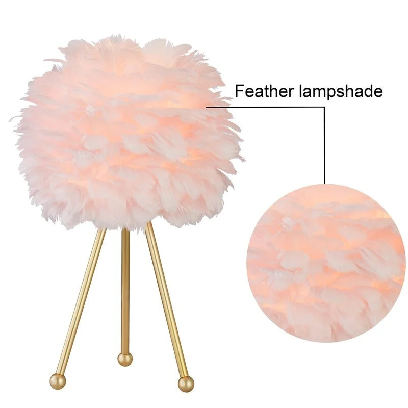 Maxax 19" Tripod Feather Shade Table Lamp Set (Set of 2)