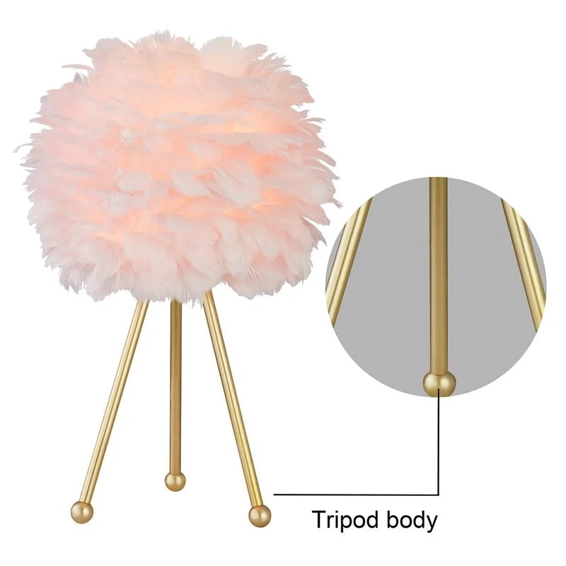 Maxax 19" Tripod Feather Shade Table Lamp Set (Set of 2)