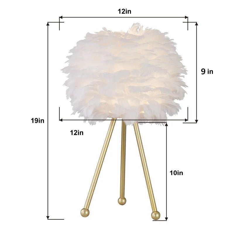 Maxax 19" Tripod Feather Shade Table Lamp Set (Set of 2)