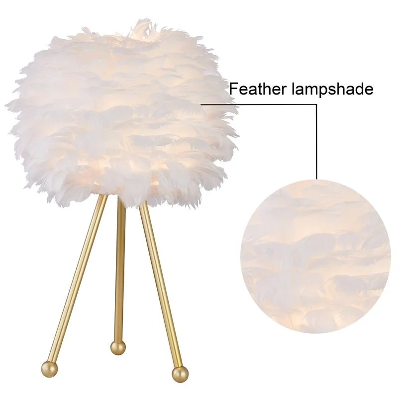 Maxax 19" Tripod Feather Shade Table Lamp Set (Set of 2)