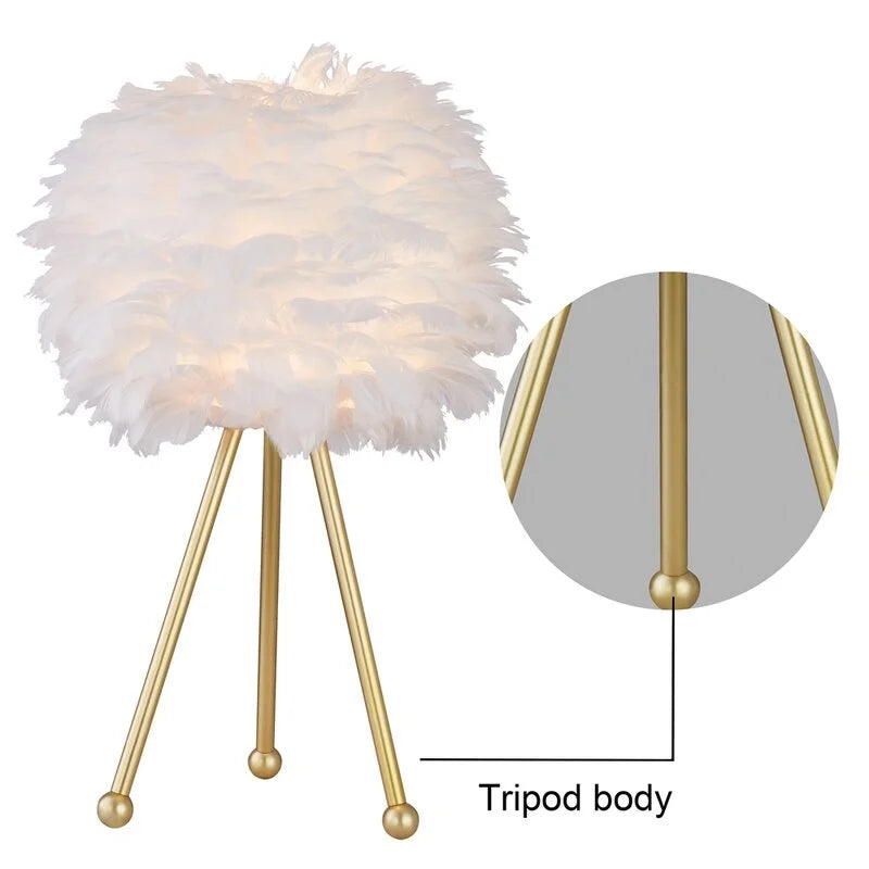 Maxax 19" Tripod Feather Shade Table Lamp Set (Set of 2)