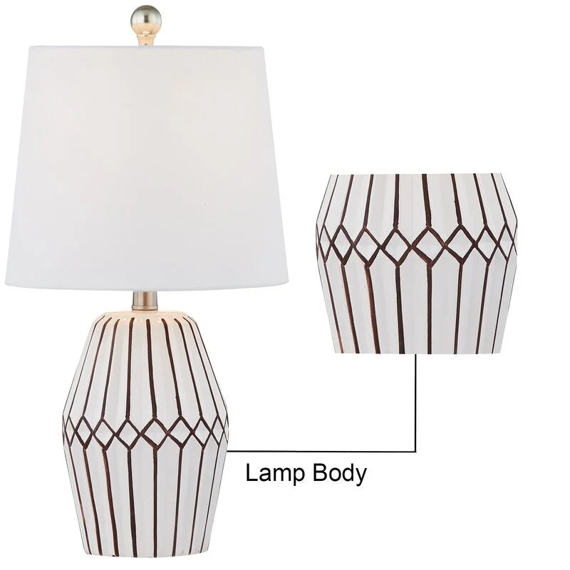 Maxax 20.5" White/Brown Ceramic Table Lamp Set (Set of 2)