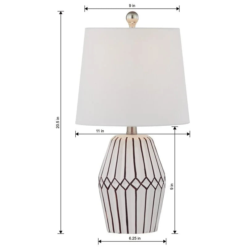 Maxax 20.5" White/Brown Ceramic Table Lamp Set (Set of 2)