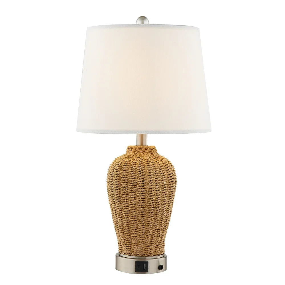 Maxax 21.75" Rattan USB Table Lamp (Set of 2)