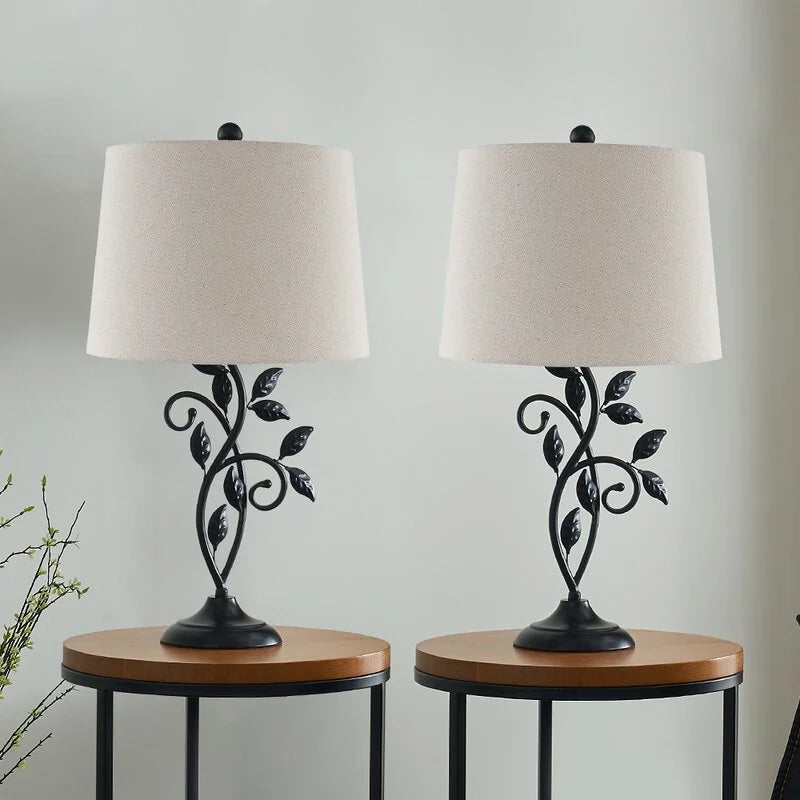 Maxax 26" Black Bedside Table Lamp Set (Set of 2)