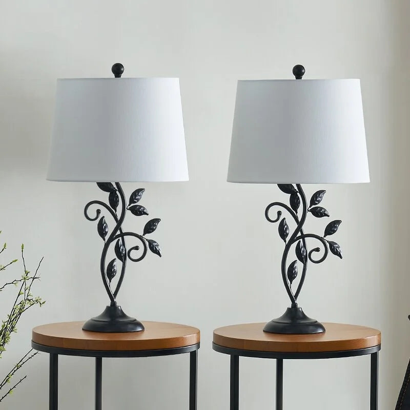 Maxax 26" Black Bedside Table Lamp Set (Set of 2)