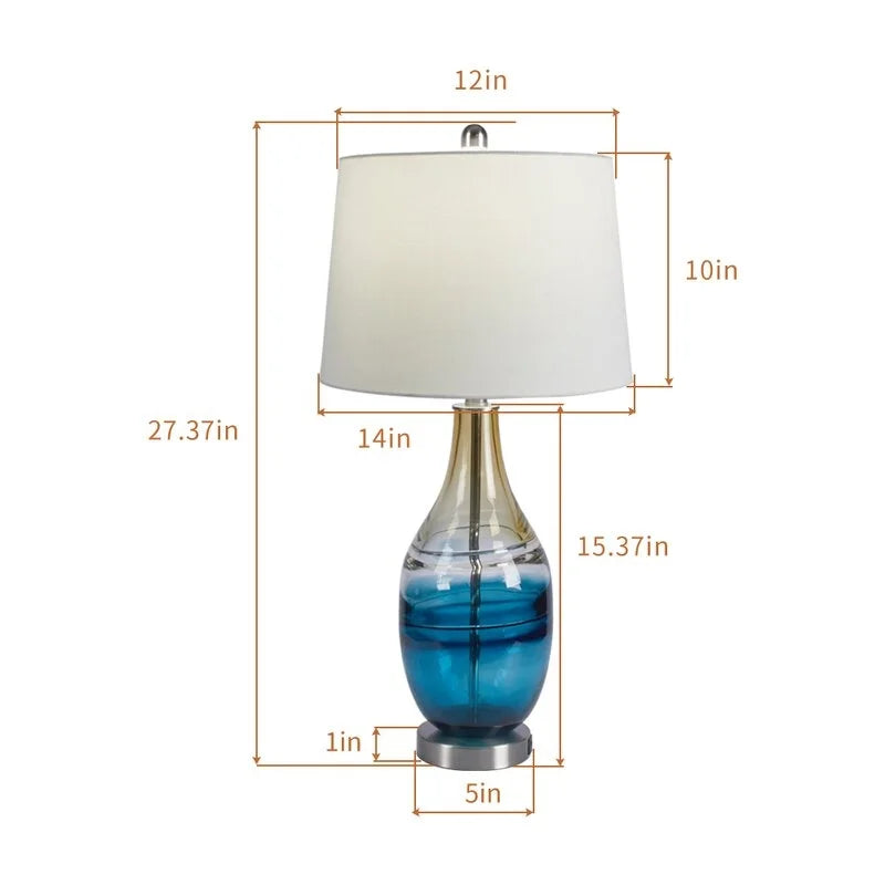 Maxax 27.37" Blue Table Lamp Set with USB (Set of 2)