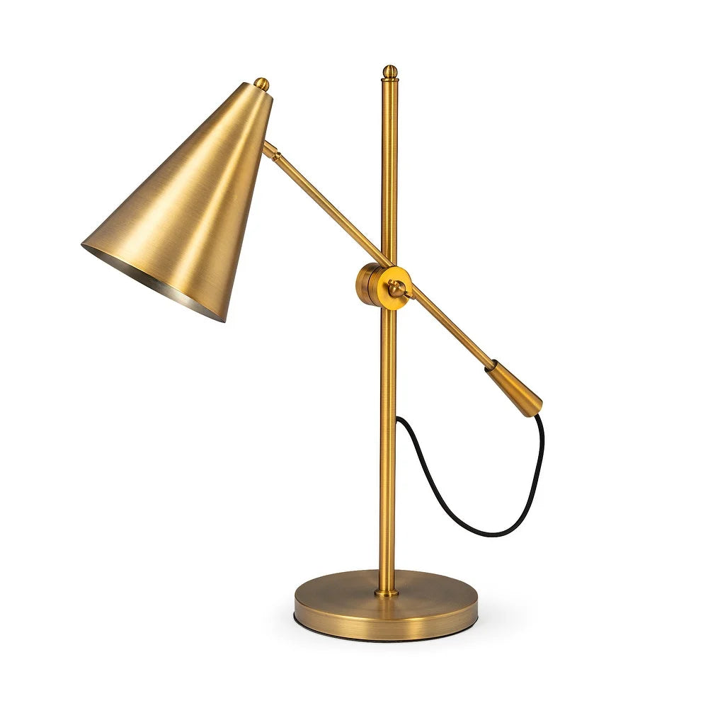 Mercana Fragon I (26"H) Gold-Tone Metal Adjustable Cone Shade Table Lamp - 8.5L x 27.0W x 26.0H