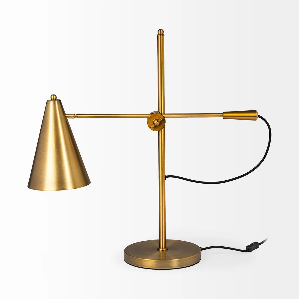 Mercana Fragon I (26"H) Gold-Tone Metal Adjustable Cone Shade Table Lamp - 8.5L x 27.0W x 26.0H