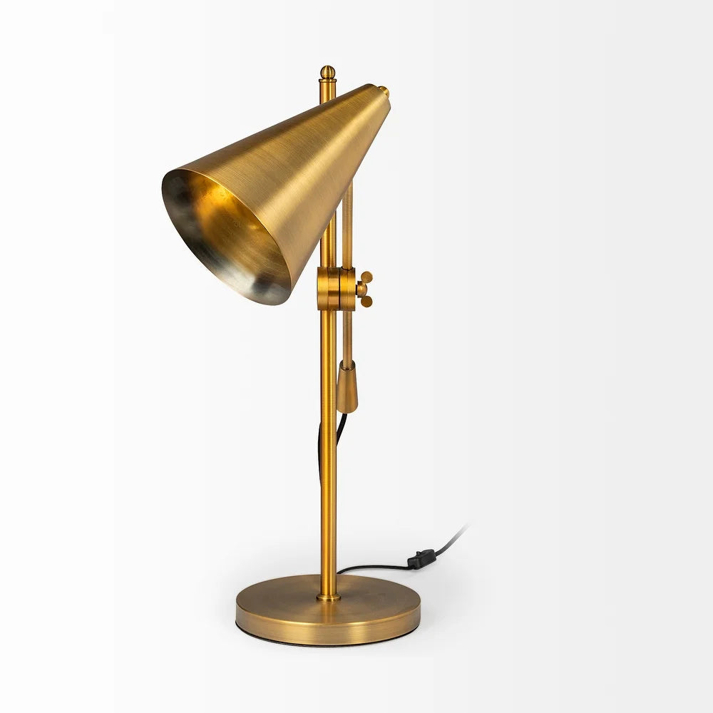 Mercana Fragon I (26"H) Gold-Tone Metal Adjustable Cone Shade Table Lamp - 8.5L x 27.0W x 26.0H