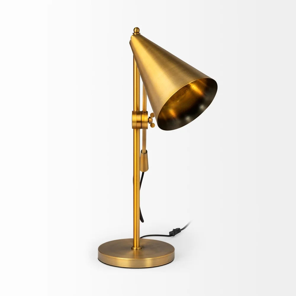 Mercana Fragon I (26"H) Gold-Tone Metal Adjustable Cone Shade Table Lamp - 8.5L x 27.0W x 26.0H