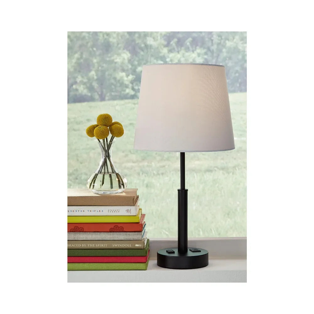 Merelton Black Metal Table Lamp - 10"W x 10"D x 20"H