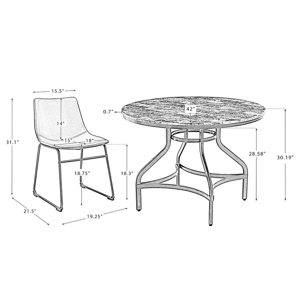 Miren 3-Piece Dining Room Set with Metal Base