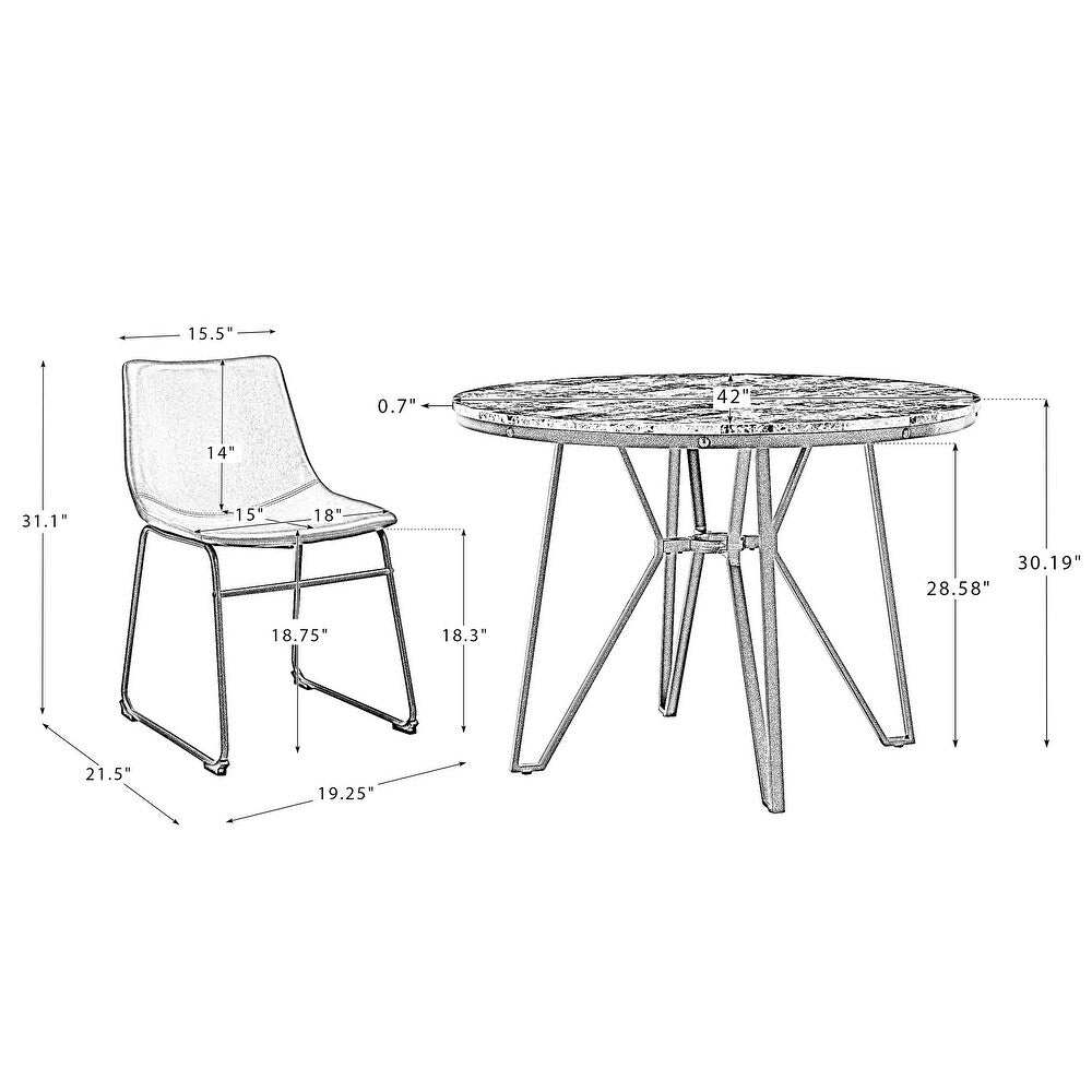 Miren Contemporary Dining Room Set with Metal Legs