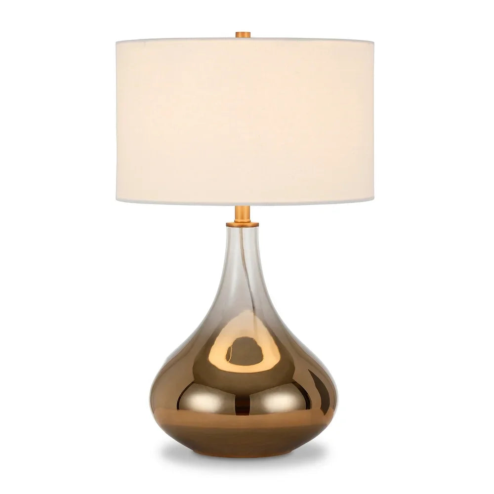 Miroir Table Lamp in Golden Ombre Colored Glass with Linen Shade