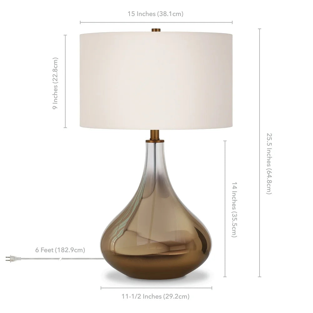 Miroir Table Lamp in Golden Ombre Colored Glass with Linen Shade