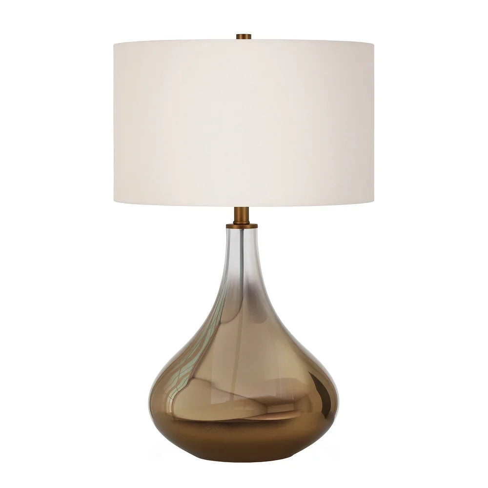 Miroir Table Lamp in Golden Ombre Colored Glass with Linen Shade