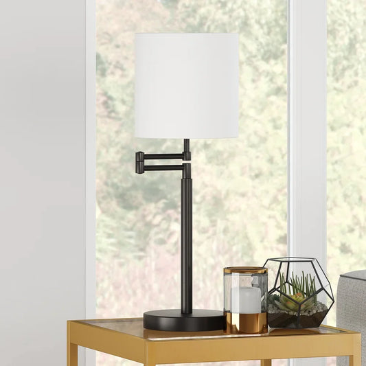 Moby Swing Arm Blackened Bronze Table Lamp with Empire Shade