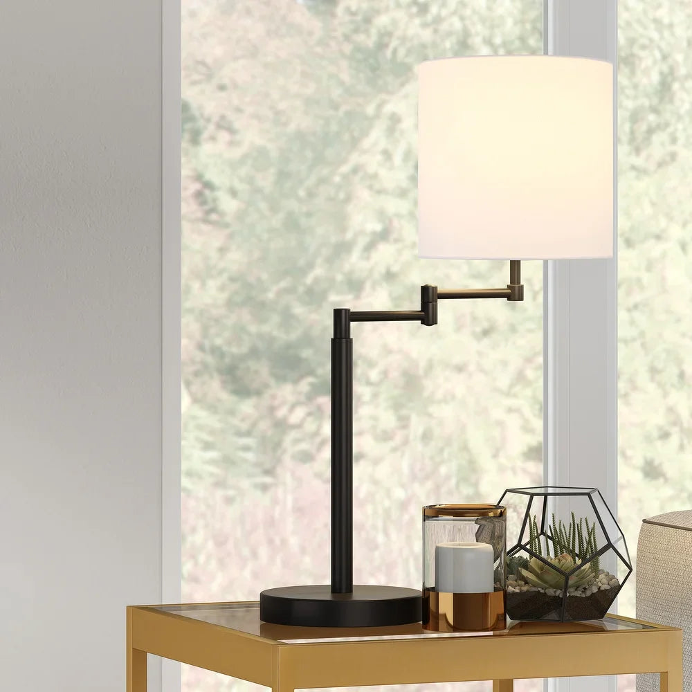 Moby Swing Arm Blackened Bronze Table Lamp with Empire Shade