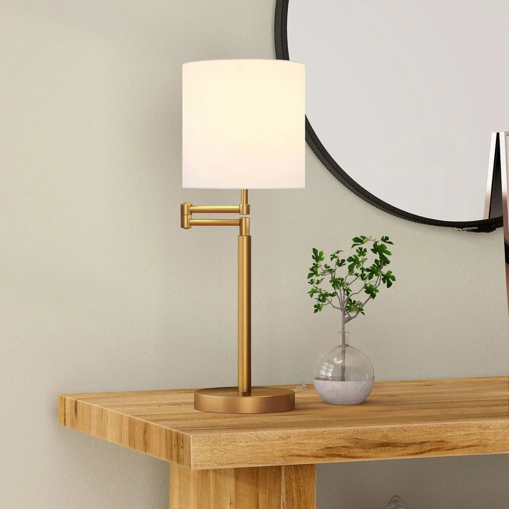 Moby Swing Arm Blackened Bronze Table Lamp with Empire Shade