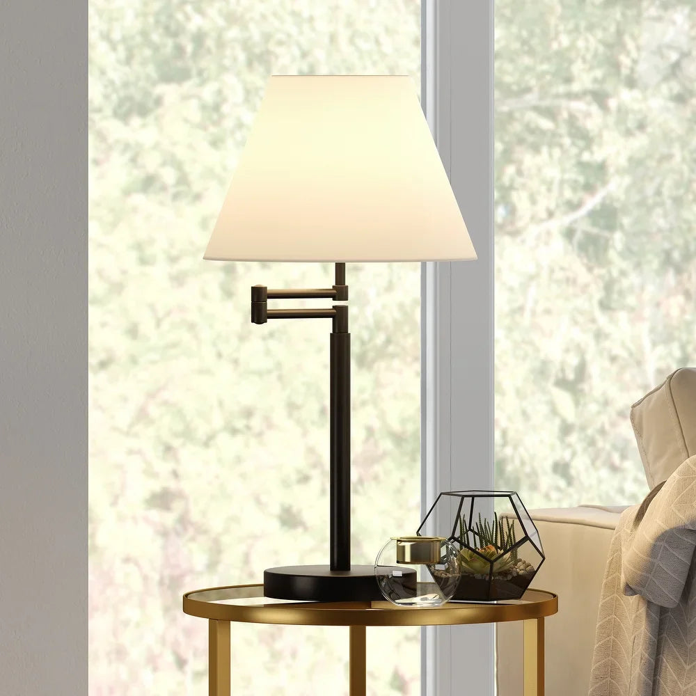 Moby Swing Arm Blackened Bronze Table Lamp with Empire Shade