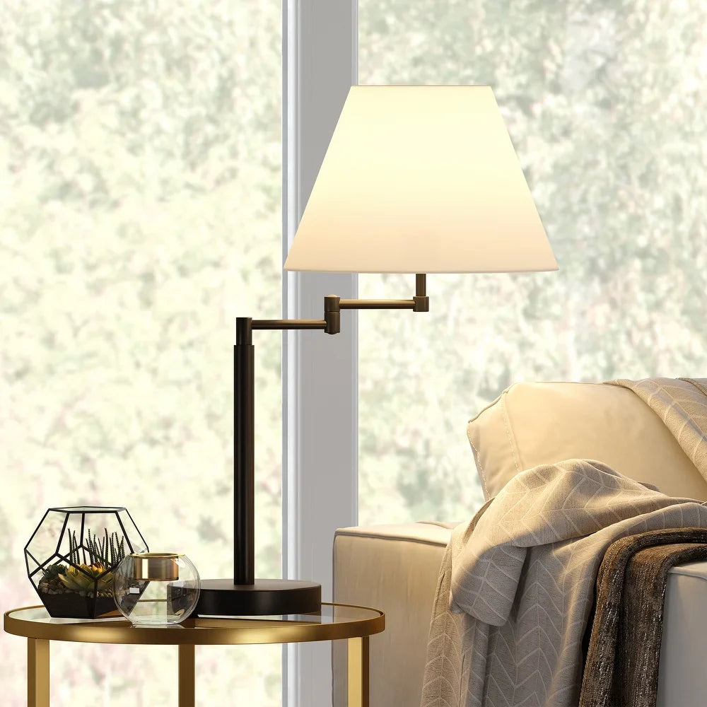 Moby Swing Arm Blackened Bronze Table Lamp with Empire Shade