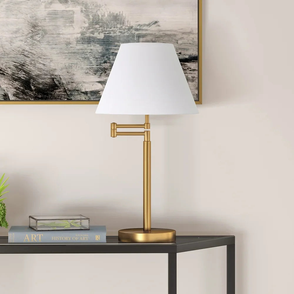 Moby Swing Arm Blackened Bronze Table Lamp with Empire Shade