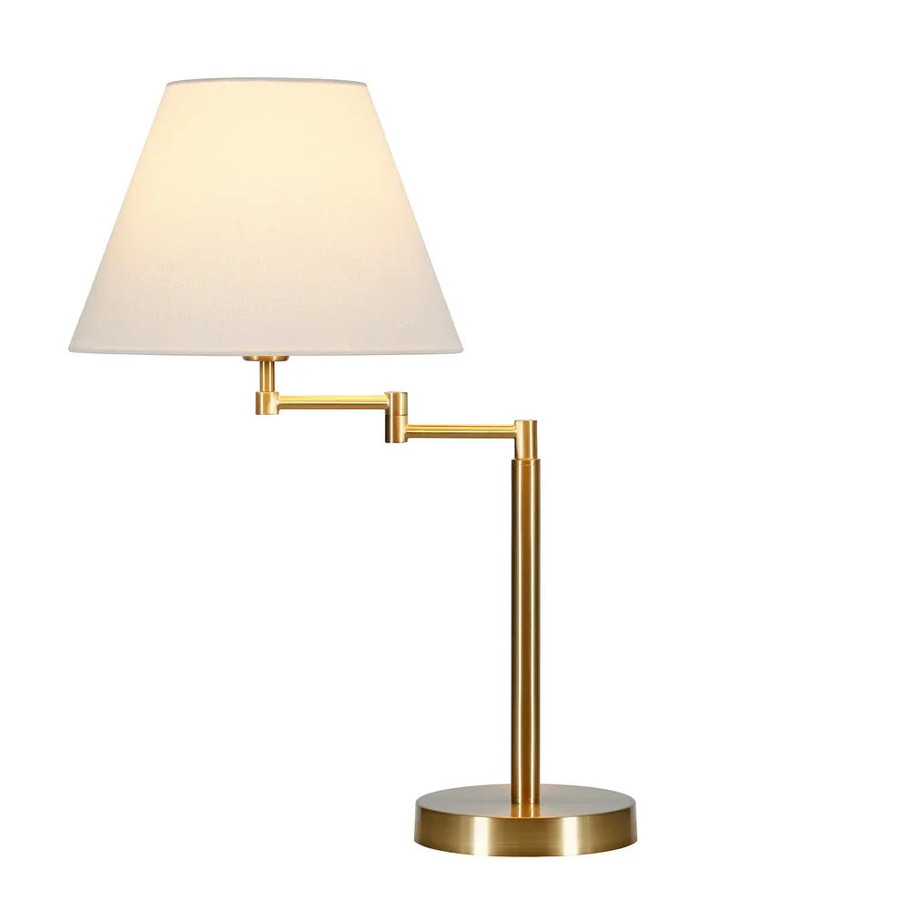 Moby Swing Arm Blackened Bronze Table Lamp with Empire Shade