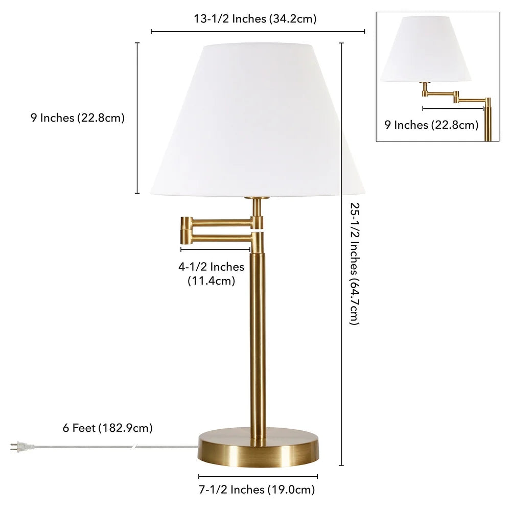 Moby Swing Arm Blackened Bronze Table Lamp with Empire Shade