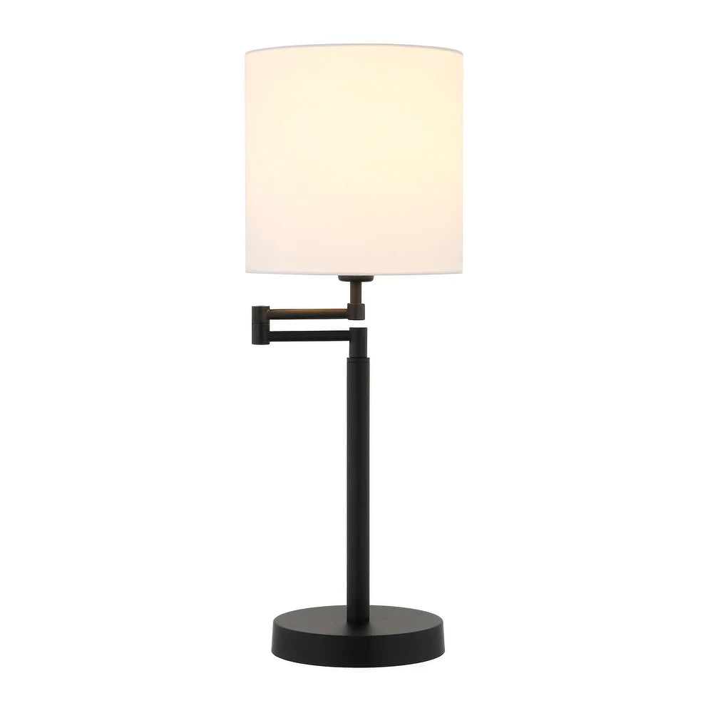 Moby Swing Arm Blackened Bronze Table Lamp with Empire Shade